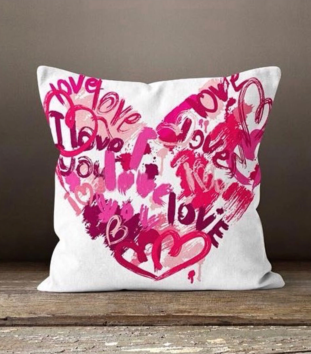 Love Throw Pillow Cover|February 14 Home Decor|Romantic Gift for Sweetheart|Valentine Cushion with Red Purple Heart Painting|Amour Decor