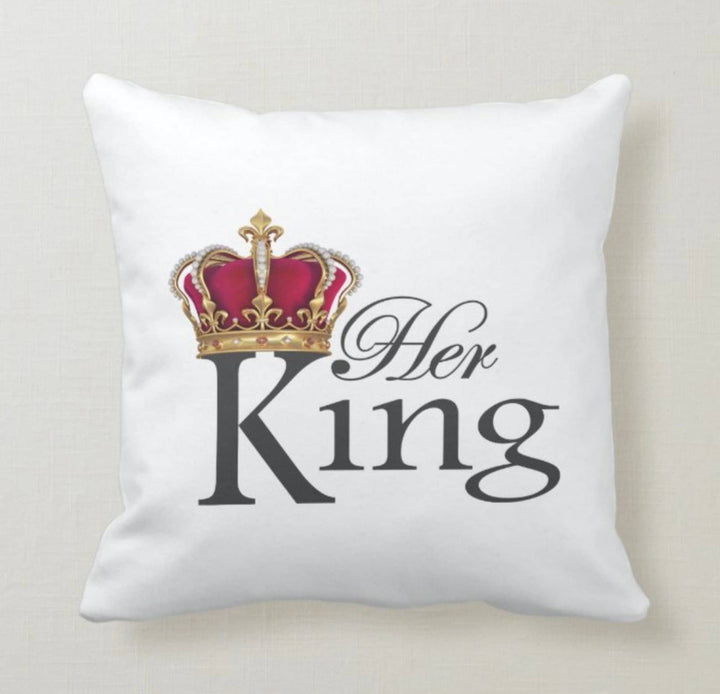 Love Throw Pillow Cover|Crown Print Valentine's Day Decor|Romantic Gift for Fiance|His Queen Her King Love Cushion Case|Couple Pillowcases