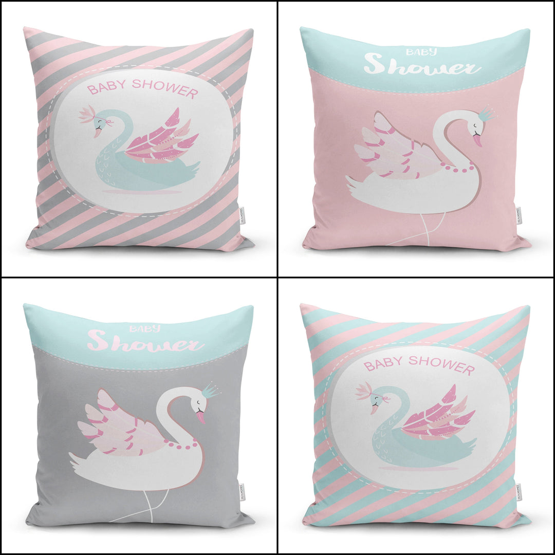 Baby Shower Swan Decor|Baby Shower Pillow|Nursery Cushion|New Baby Shower Gift|Cute Baby Birthday Gift|Birth Announcement Pillow|Birth Stats