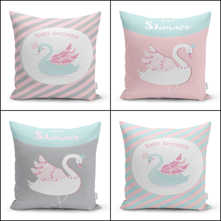 Baby Shower Swan Decor|Baby Shower Pillow|Nursery Cushion|New Baby Shower Gift|Cute Baby Birthday Gift|Birth Announcement Pillow|Birth Stats