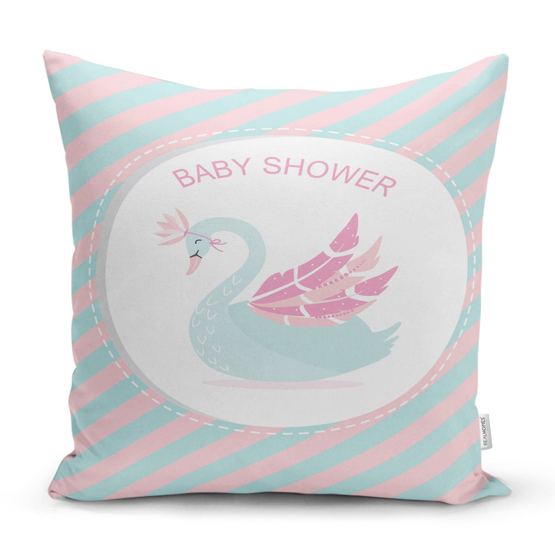 Baby Shower Swan Decor|Baby Shower Pillow|Nursery Cushion|New Baby Shower Gift|Cute Baby Birthday Gift|Birth Announcement Pillow|Birth Stats