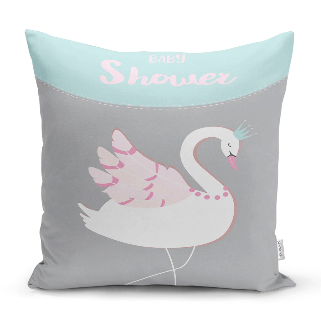 Baby Shower Swan Decor|Baby Shower Pillow|Nursery Cushion|New Baby Shower Gift|Cute Baby Birthday Gift|Birth Announcement Pillow|Birth Stats