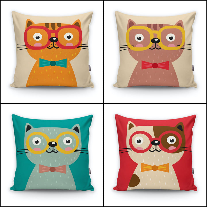 Cute Cat Kid Pillow Cover|Decorative Kid Cushion Case|Cartoon Inspired Home Decor|Housewarming Cushion Cover|Children's Throw Pillow Case