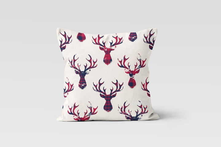 Christmas Pillow Covers|Deer Cushion Case|Winter Decorative Pillow|Xmas Home Decor|Xmas Gift Ideas|Buffalo Plaid Deer Cover|Xmas Noel Decor