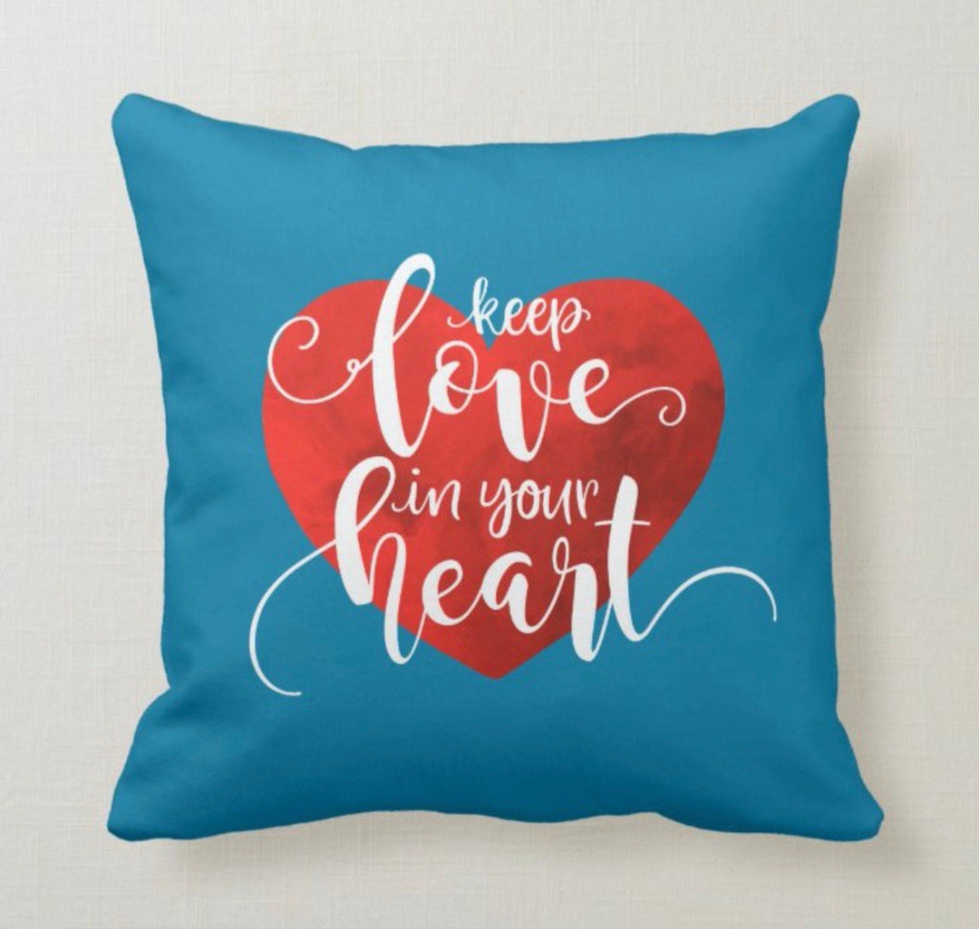 Love Throw Pillow Cover|Valentine's Day Cushion Case|Keep Love in Your Heart Decor|Coffee Print Lumbar Pillow Top|February 14 Gift for Wife