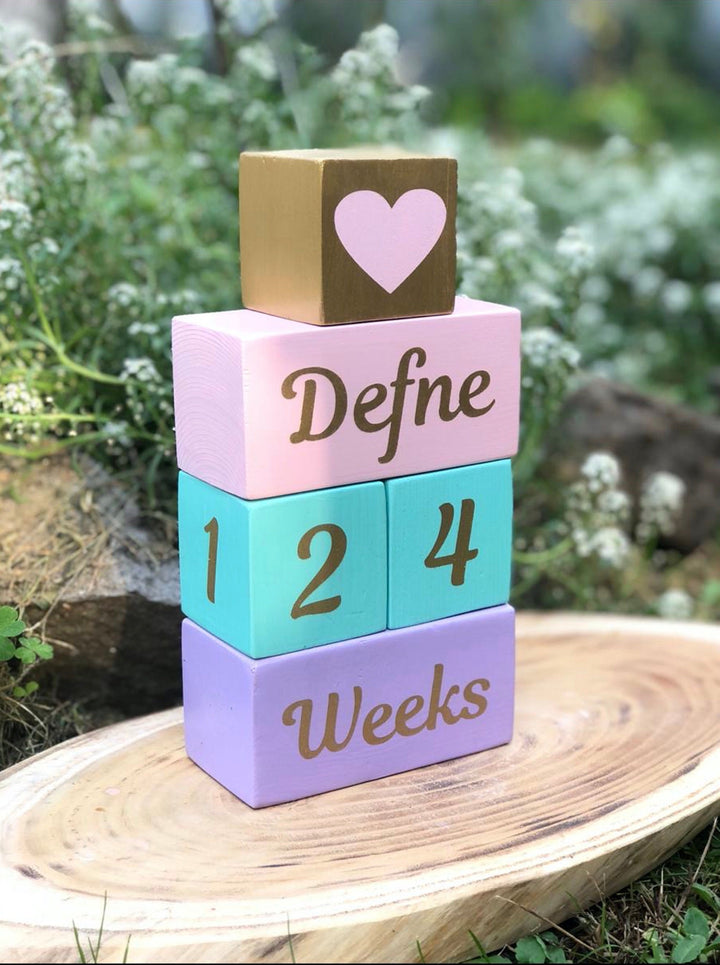 Set of 5 Custom Wooden Cube|Personalized Baby Cube|Wooden Letter Name Block|Wooden Nursery Kid Name Sign|Wood Baby Shower Gift|New Mom Gift