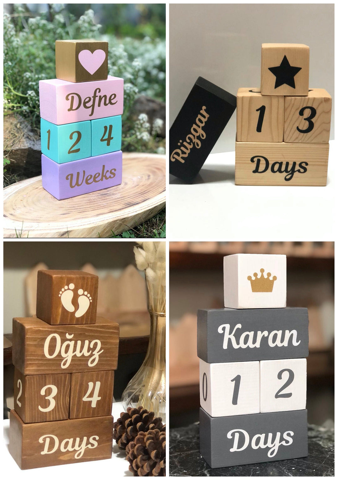 Set of 5 Custom Wooden Cube|Personalized Baby Cube|Wooden Letter Name Block|Wooden Nursery Kid Name Sign|Wood Baby Shower Gift|New Mom Gift