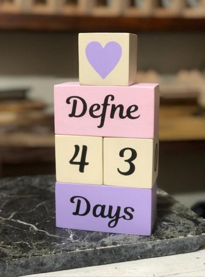 Set of 5 Custom Wooden Cube|Personalized Baby Cube|Wooden Letter Name Block|Wooden Nursery Kid Name Sign|Wood Baby Shower Gift|New Mom Gift