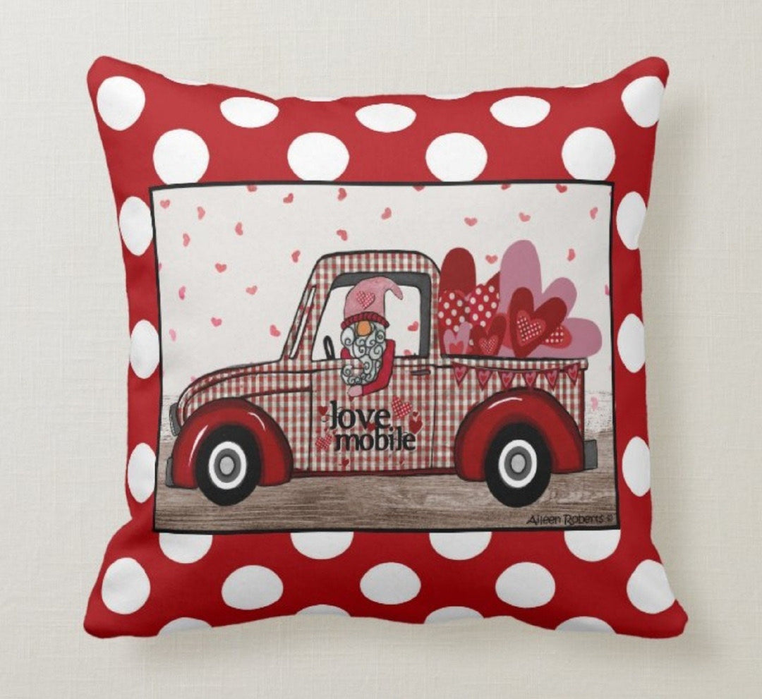 Love Throw Pillow Cover|Valentines on The Swing Cushion Case|Romantic Red White Gray Home Decor|Red Truck Pillow Sham|His Engagement Present