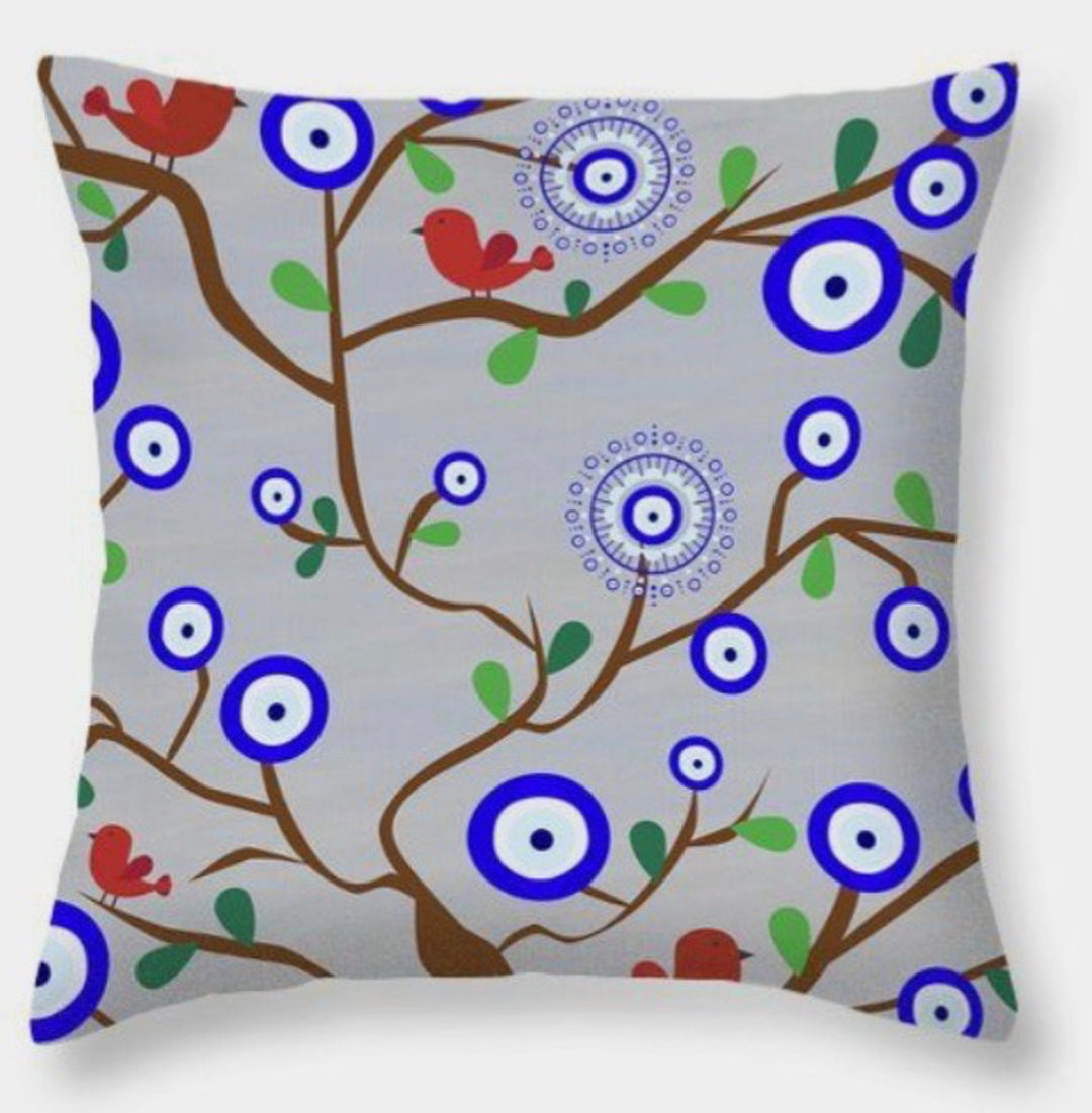 Evil Eye Pillow Cover|Greek Turkish Blue Evil Eye Cushion Case|Good Luck Home Decor|Protection Amulet Throw Pillow|Nazar Boncuk Boho Bedding