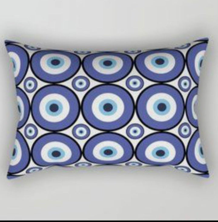 Evil Eye Pillow Cover|Turkish Greek Blue Evil Eye Cushion Case|Good Luck Home Decor|Protection Amulet Throw Pillow | Nazar Bead Boho Bedding