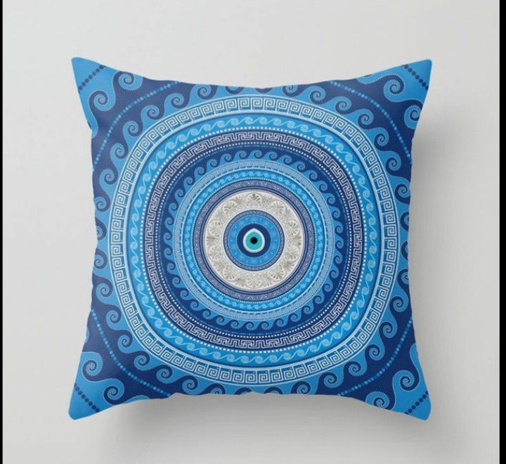 Evil Eye Pillow Cover|Turkish Greek Blue Evil Eye Cushion Case|Good Luck Home Decor|Protection Amulet Throw Pillow|Nazar Bead Boho Bedding