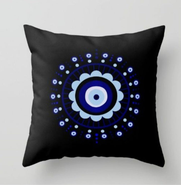 Evil Eye Pillow Cover|Turkish Greek Blue Evil Eye Cushion Case|Good Luck Home Decor|Protection Amulet Throw Pillow|Nazar Bead Boho Bedding