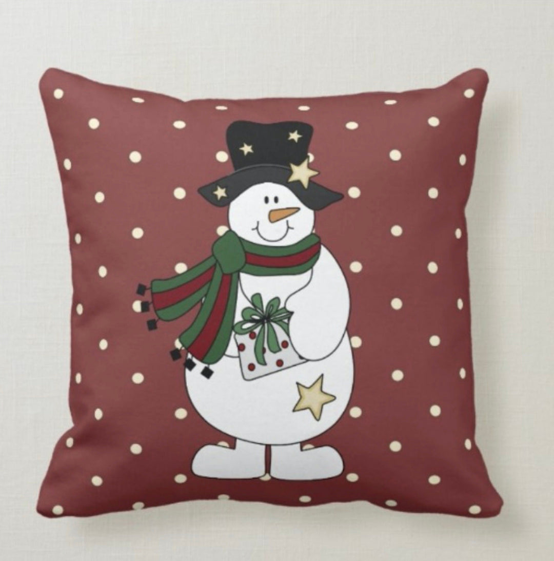 Winter Trend Pillow Cover|Cute Snowman Cushion Case|Snow Wonderland Pillow Top|Housewarming Winter Throw Pillow|Xmas Coffee Friends Decor