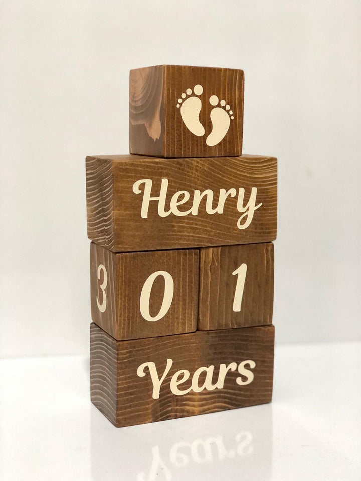 Set of 5 Custom Wooden Cube|Personalized Baby Cube|Wooden Letter Name Block|Wooden Nursery Kid Name Sign|Wood Baby Shower Gift|New Mom Gift