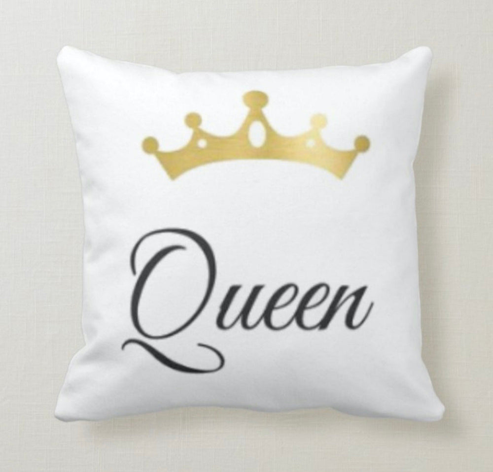 Love Throw Pillow Cover|Crown Print Valentine's Day Decor|Romantic Gift for Fiance|His Queen Her King Love Cushion Case|Couple Pillowcases