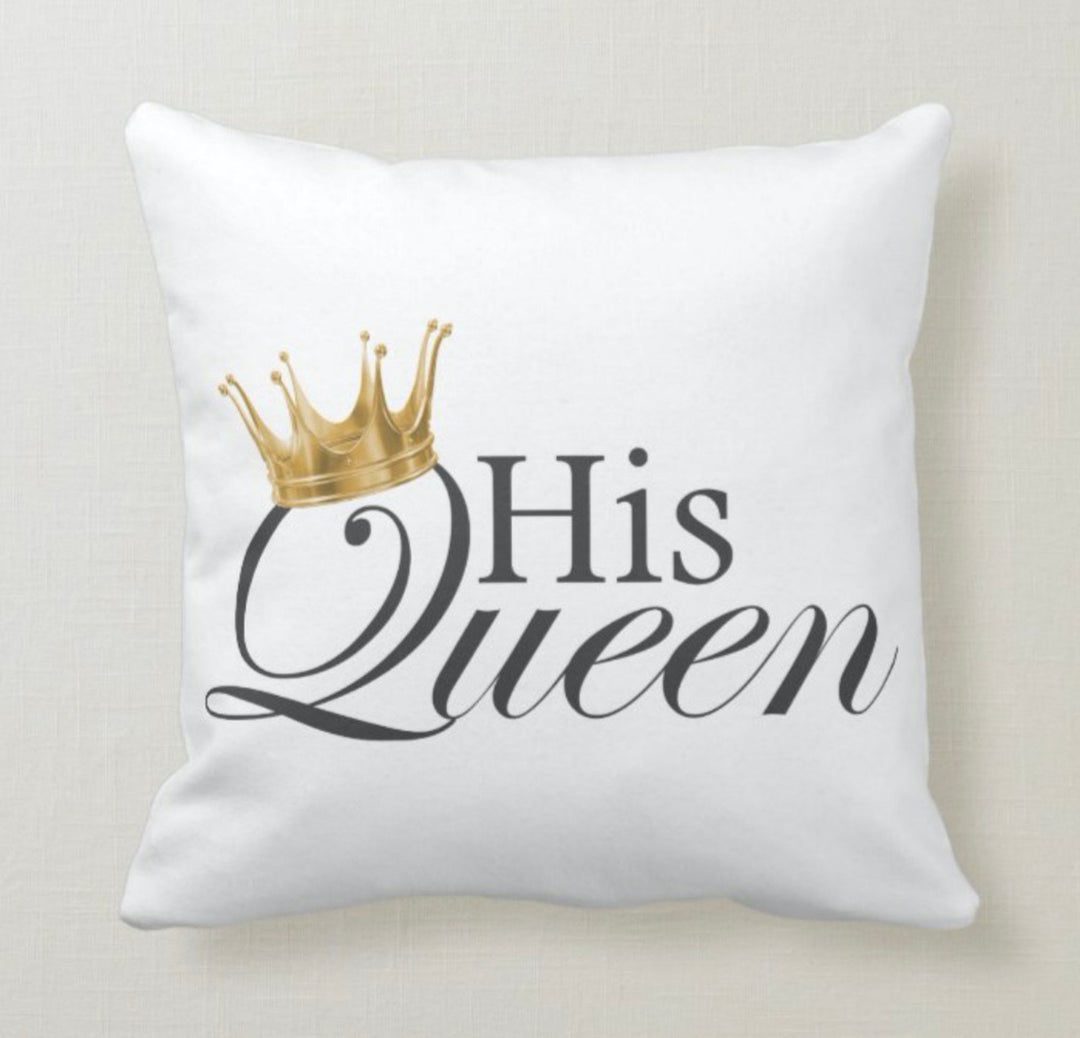 Love Throw Pillow Cover|Crown Print Valentine's Day Decor|Romantic Gift for Fiance|His Queen Her King Love Cushion Case|Couple Pillowcases