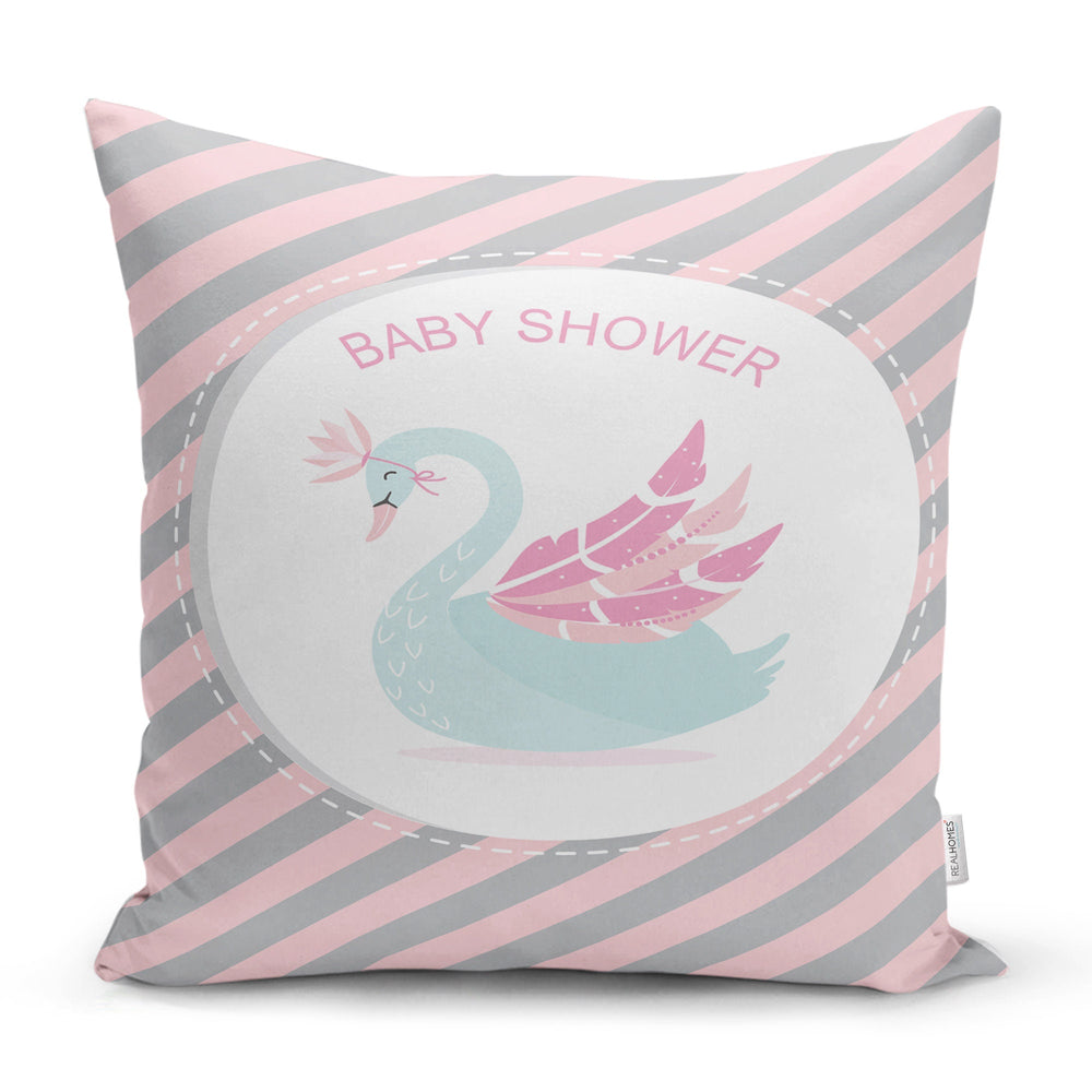 Baby Shower Swan Decor|Baby Shower Pillow|Nursery Cushion|New Baby Shower Gift|Cute Baby Birthday Gift|Birth Announcement Pillow|Birth Stats