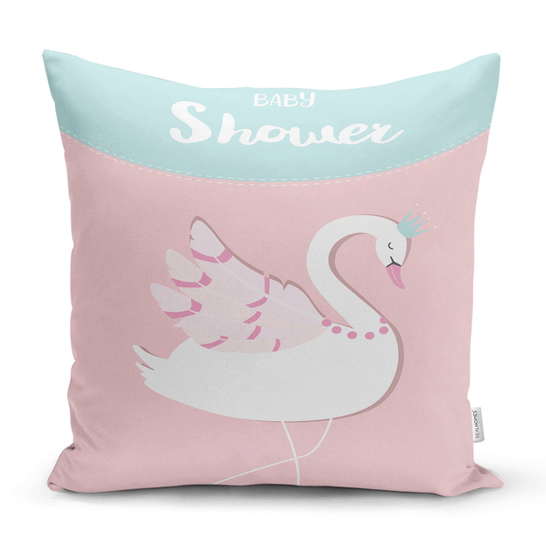 Baby Shower Swan Decor|Baby Shower Pillow|Nursery Cushion|New Baby Shower Gift|Cute Baby Birthday Gift|Birth Announcement Pillow|Birth Stats