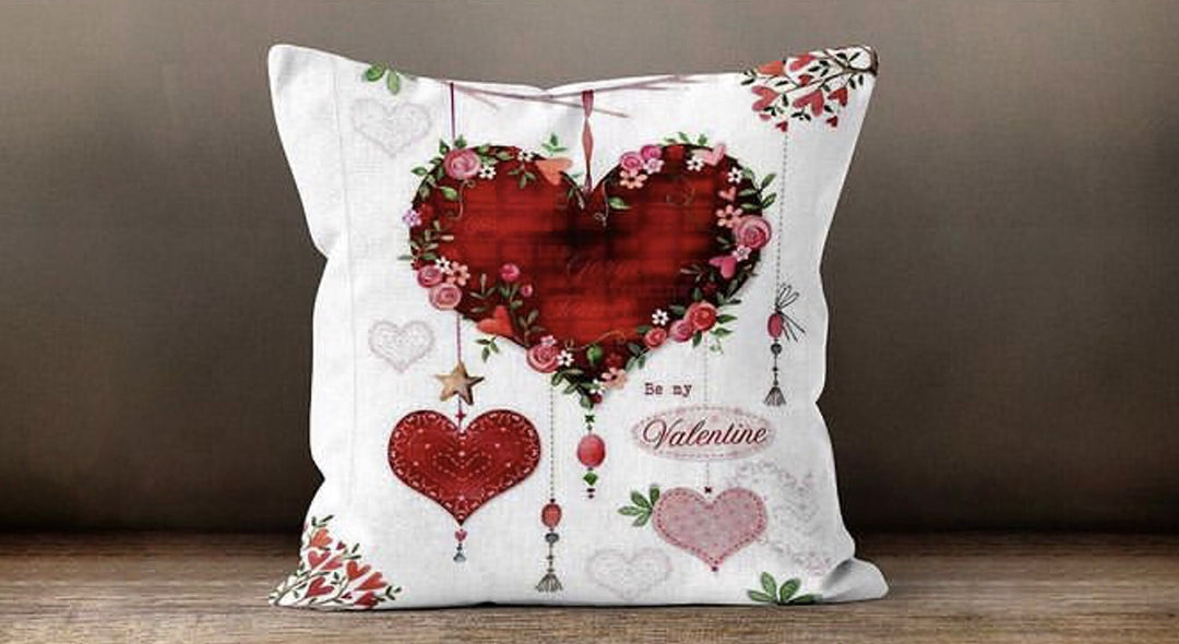 Love Throw Pillow Cover|Red Heart Printed Valentine's Day Cushion Case|Romantic Home Decor Gift|14 February Gift for Her|Couple Pillowcases