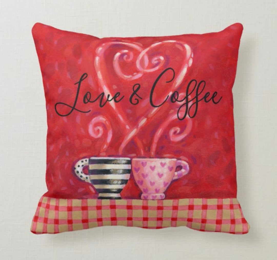 Love Throw Pillow Cover|Valentine's Day Cushion Case|Keep Love in Your Heart Decor|Coffee Print Lumbar Pillow Top|February 14 Gift for Wife