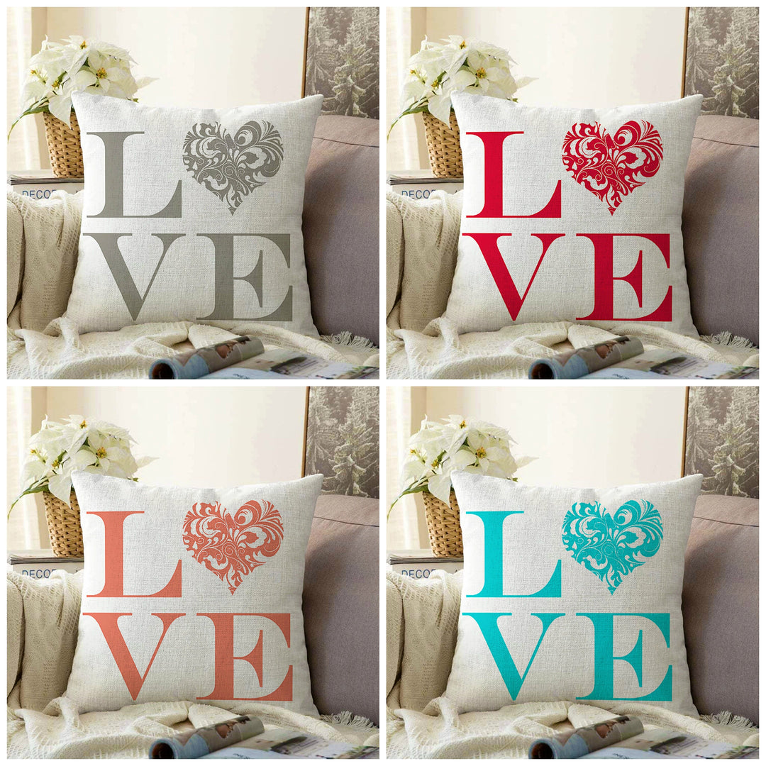 Love Throw Pillow Cover|Valentine's Day Cushion Case|Romantic Home Decor|Colorful Heart Pillow Top|Decorative Love Gift for Girlfriend, Wife