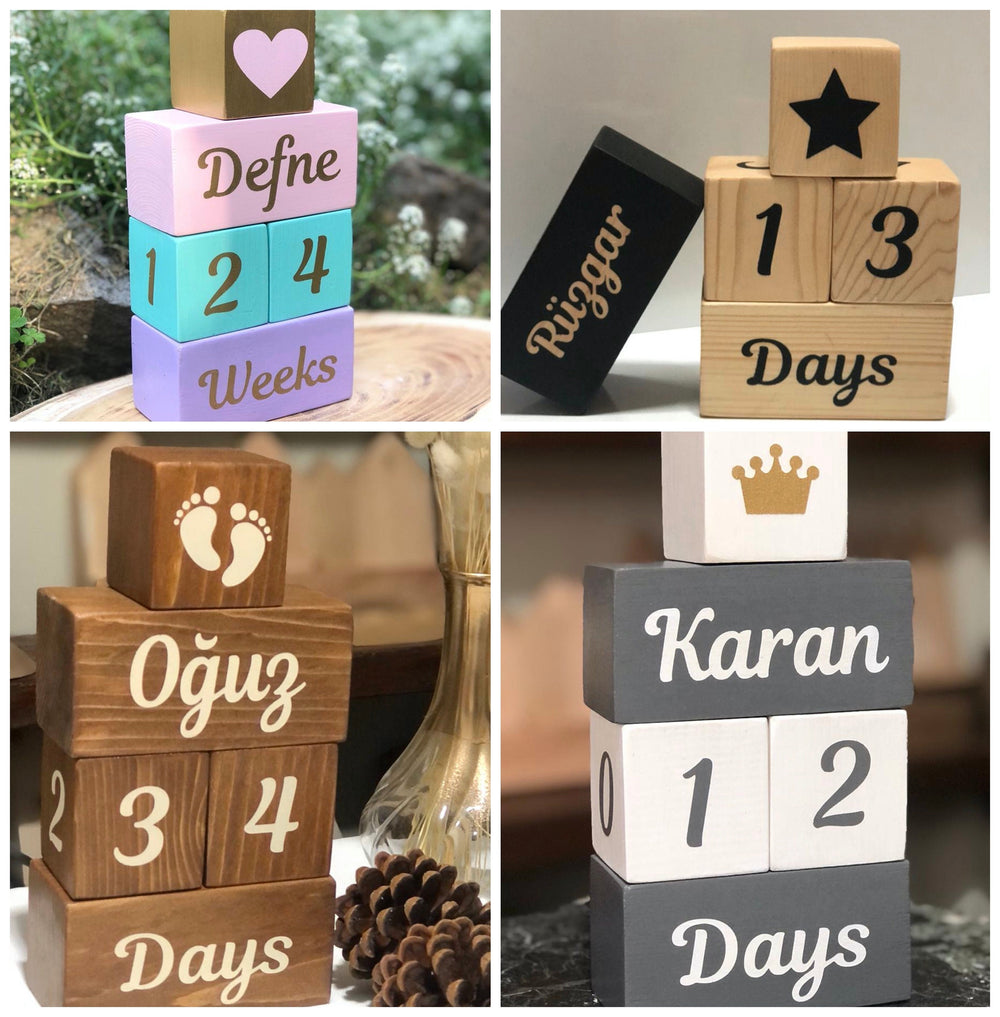 Set of 5 Custom Wooden Cube|Personalized Baby Cube|Wooden Letter Name Block|Wooden Nursery Kid Name Sign|Wood Baby Shower Gift|New Mom Gift