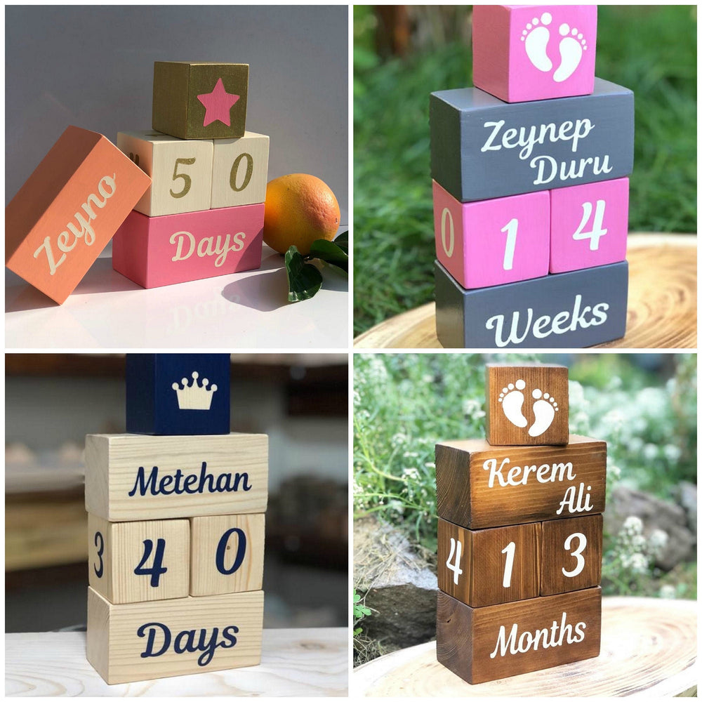 Set of 5 Custom Wooden Cube|Personalized Baby Cube|Wooden Letter Name Block|Wooden Nursery Kid Name Sign|Wood Baby Shower Gift|New Mom Gift