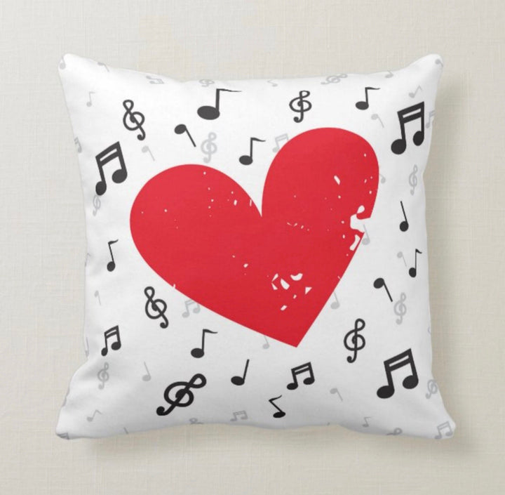 Music Love Pillow Covers|Violin Cushion Case|Valentine's Day Heart Note Cushion|Boho Bedding Home Decor|Housewarming Music Throw Pillowcase