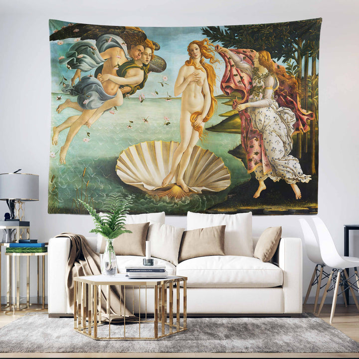 The Birth of Venus by Sandro Botticelli Wall Tapestry|The Birth of Venus Wall Hanging Art Decor|Coastal Fabric Wall Art|Valentines Day Gift