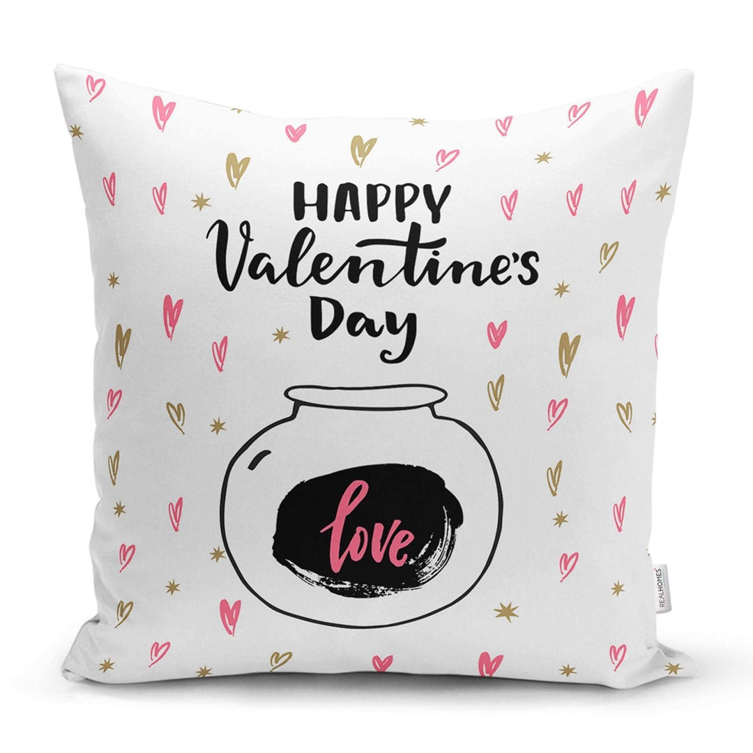 Love Throw Pillow Cover|Valentine&#39;s Day Pillow Case|Romantic XOXO Decor|Heart Design Happy Valentine&#39;s Day Accent Pillow|Love is In the Air