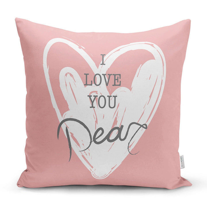 Love Throw Pillow Cover|Valentine&#39;s Day Pillow Case|Romantic XOXO Decor|Heart Design Happy Valentine&#39;s Day Accent Pillow|Just Love You Dear