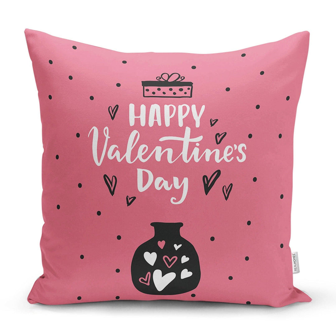 Love Throw Pillow Cover|Valentine&#39;s Day Pillow Case|Romantic XOXO Decor|Heart Design Happy Valentine&#39;s Day Accent Pillow|Just Love You Dear