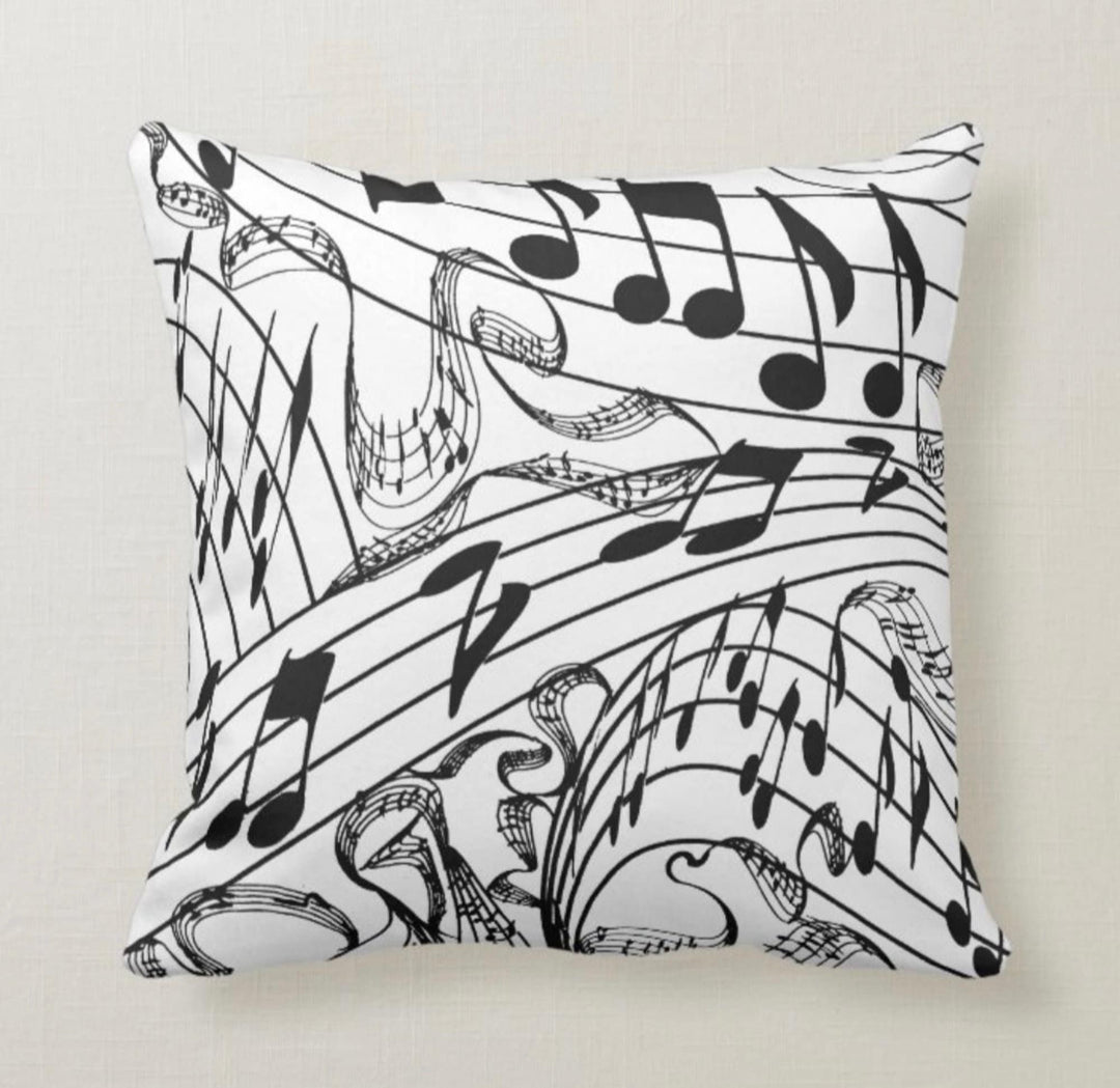 Music Love Pillow Covers|Violin Cushion Case|Valentine's Day Heart Note Cushion|Boho Bedding Home Decor|Housewarming Music Throw Pillowcase