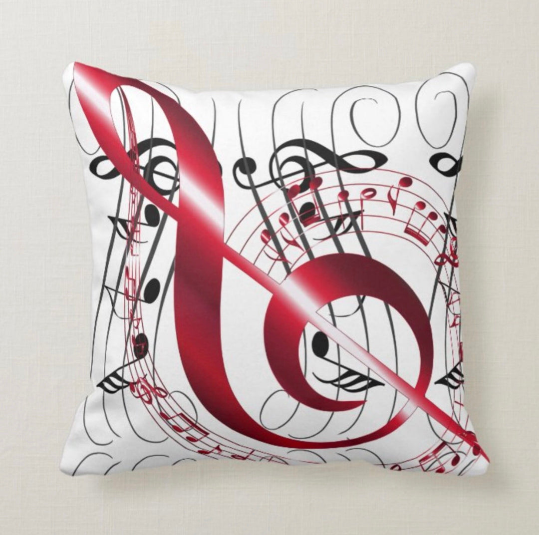 Music Love Pillow Covers|Violin Cushion Case|Valentine's Day Heart Note Cushion|Boho Bedding Home Decor|Housewarming Music Throw Pillowcase