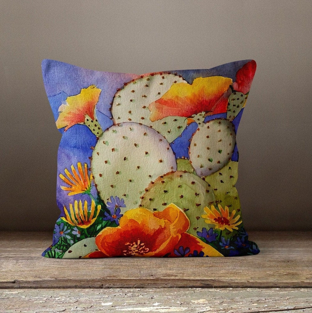 Cactus Pillow Cover|Succulent Cushion Cases|Decorative Throw Pillow Cover|Boho Bedding Home Decor|Housewarming Floral Cactus Pillow Cover