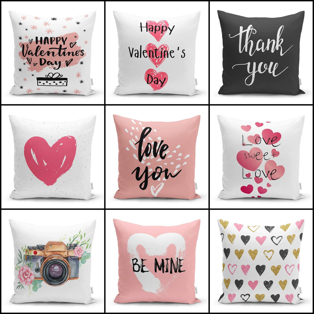 Love Throw Pillow Cover|Valentine&#39;s Day Pillow Case|Romantic Be Mine Decor|Heart Design Happy Valentines Day Lumbar Pillow|Love Gift for Her