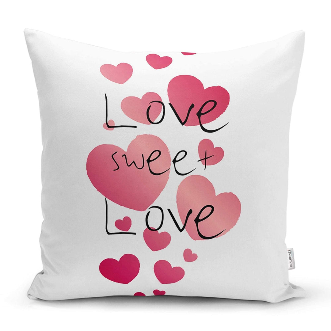 Love Throw Pillow Cover|Valentine&#39;s Day Pillow Case|Romantic Be Mine Decor|Heart Design Happy Valentines Day Lumbar Pillow|Love Gift for Her