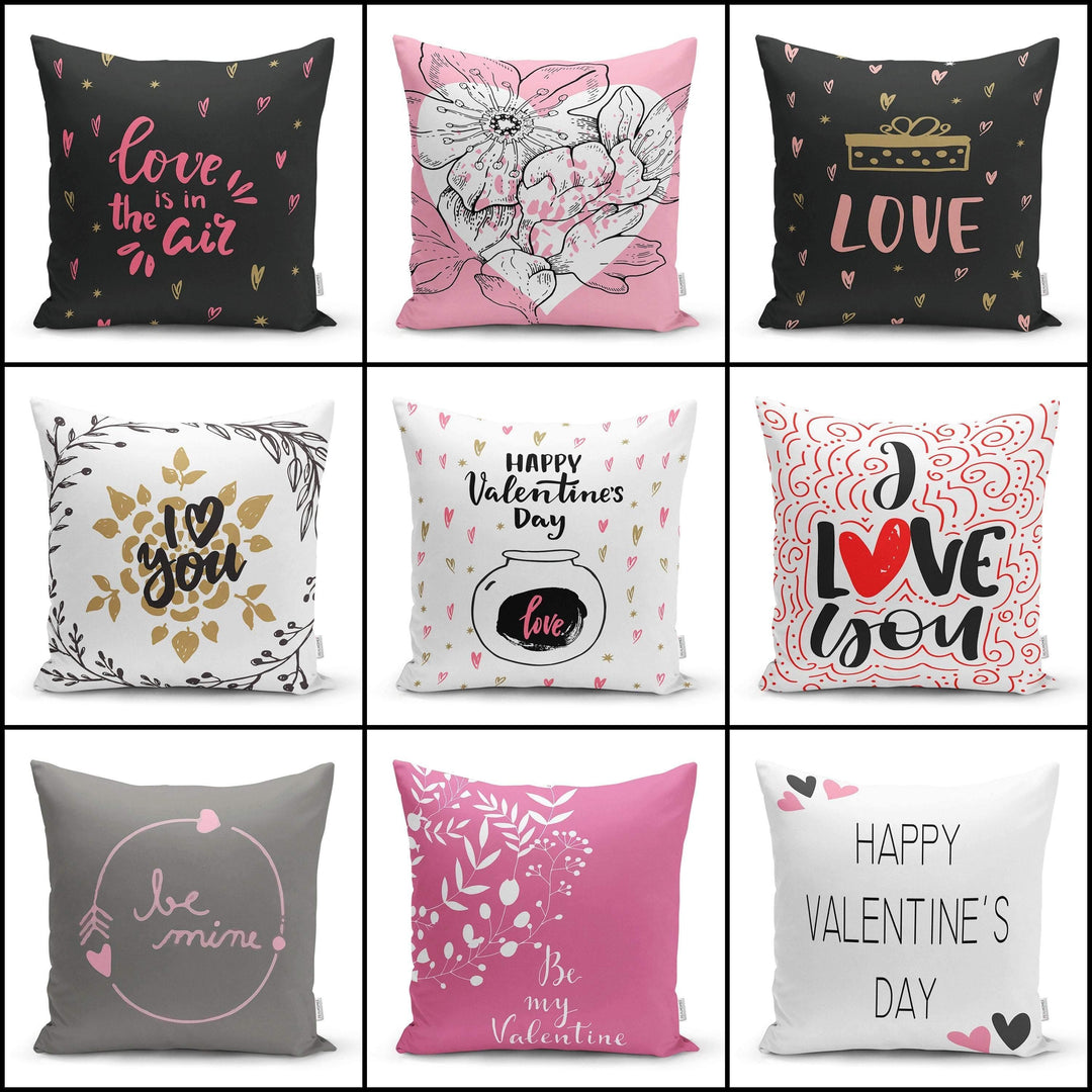 Love Throw Pillow Cover|Valentine&#39;s Day Pillow Case|Romantic XOXO Decor|Heart Design Happy Valentine&#39;s Day Accent Pillow|Love is In the Air