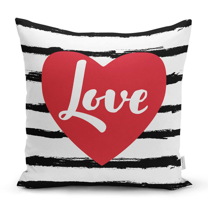 Love Throw Pillow Cover|Valentine&#39;s Day Pillow Case|Romantic XOXO Decor|Heart Design Happy Valentine&#39;s Day Accent Pillow|Love is In the Air