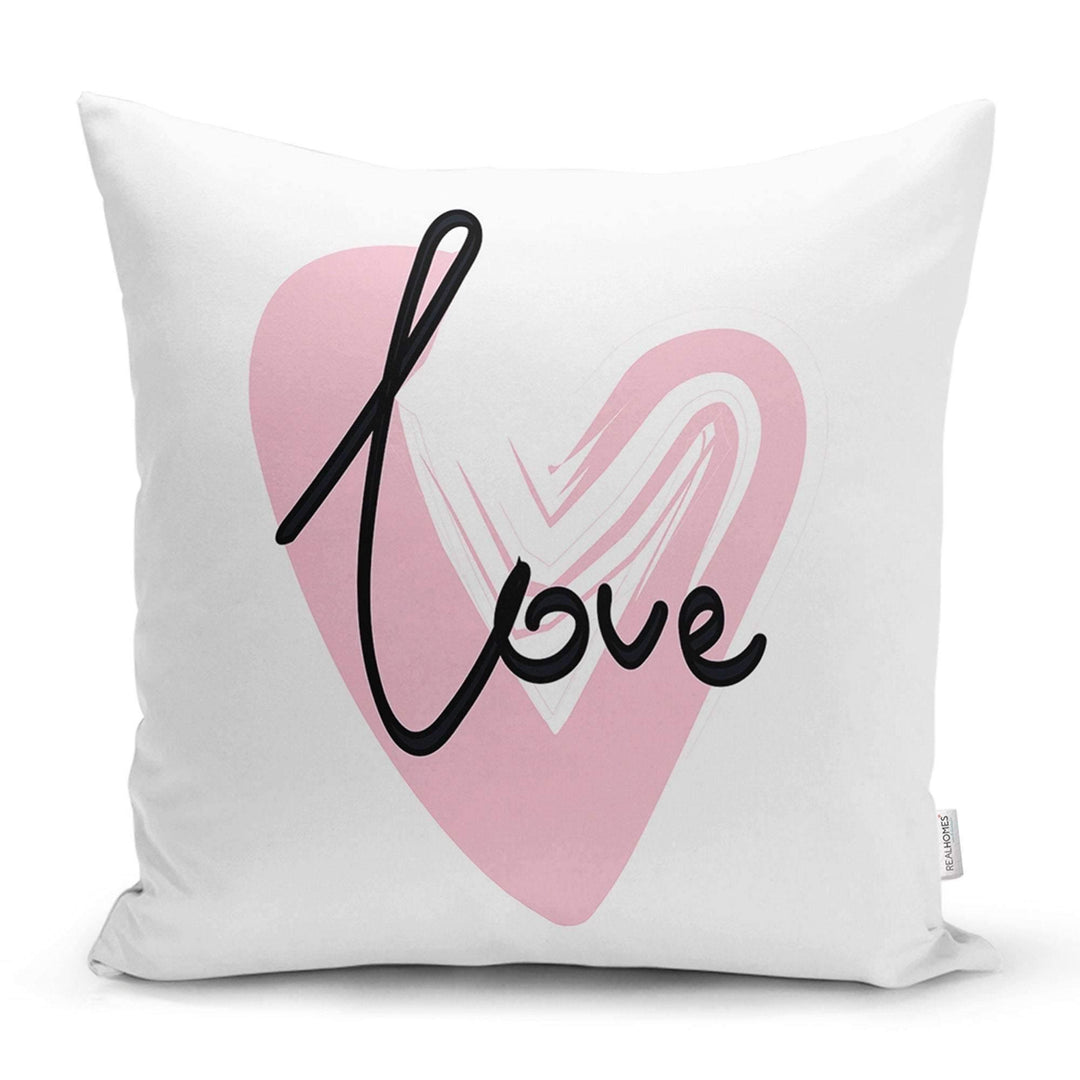 Love Throw Pillow Cover|Valentine&#39;s Day Pillow Case|Romantic XOXO Decor|Heart Design Happy Valentine&#39;s Day Accent Pillow|Be Mine Kiss Me