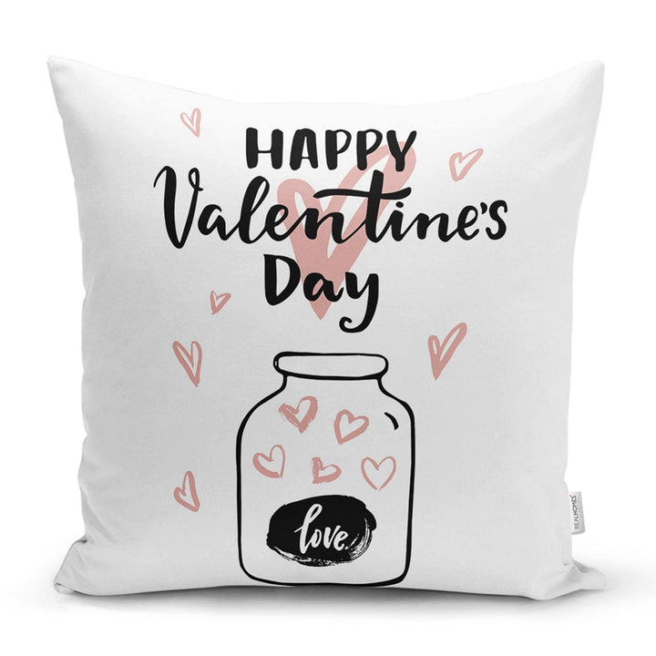 Love Throw Pillow Cover|Valentine&#39;s Day Pillow Case|Romantic XOXO Decor|Heart Design Happy Valentine&#39;s Day Accent Pillow|Just Love You Dear