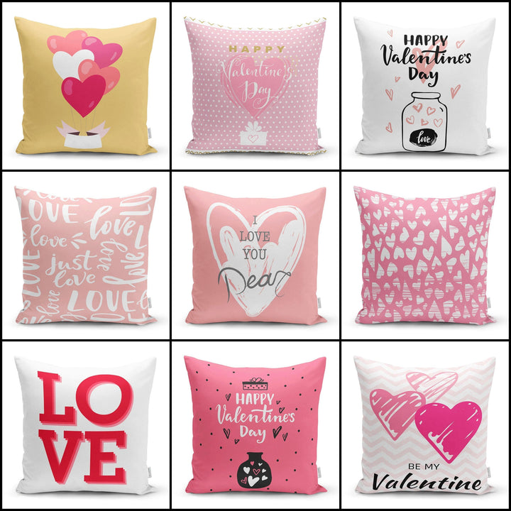 Love Throw Pillow Cover|Valentine&#39;s Day Pillow Case|Romantic XOXO Decor|Heart Design Happy Valentine&#39;s Day Accent Pillow|Just Love You Dear