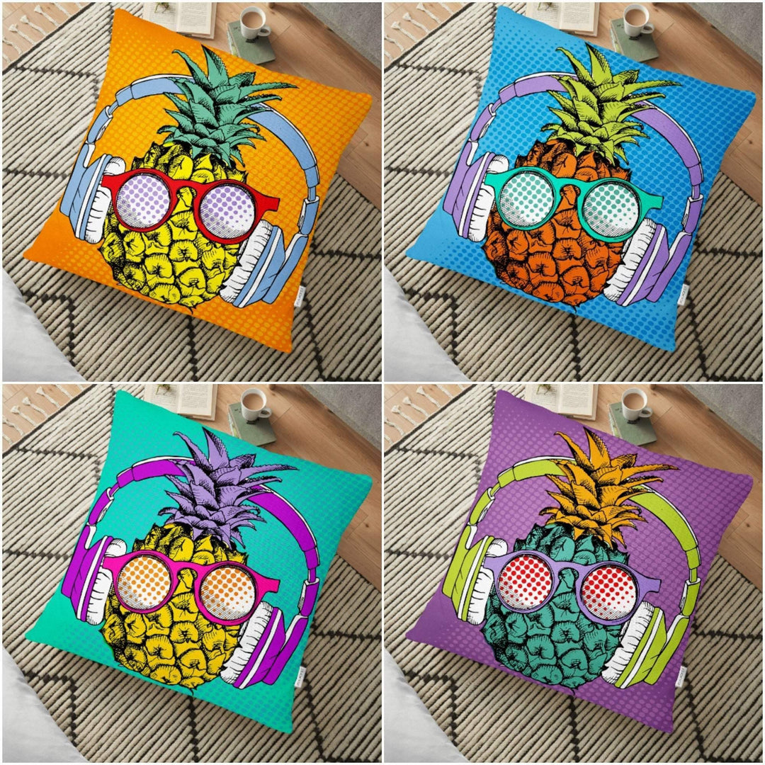 Pineapple Floor Pillow Cover|Spectacled Pineapple Floor Cushion Case|Fabric Home Decor|Fruit Floor Cushion Cover|Digital Print Floor Cushion