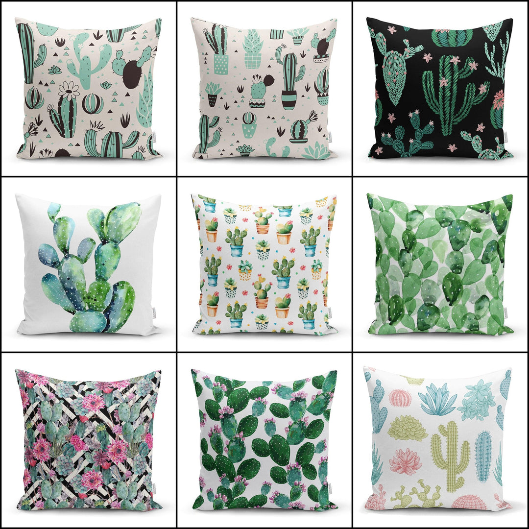 Cactus Pillow Cover|Succulent Cushion Case|Decorative Lumbar Pillow|Boho Bedding Home Decor| Housewarming Cactus Floral Throw Pillow Covers|