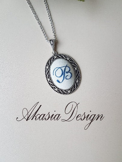 Personalized Embroidered Jewelry|Hand Stitched Baby Name Initial Pendant|Fabric Letter Baby Announcement Necklace|Birthday Gift For Mom,Teen