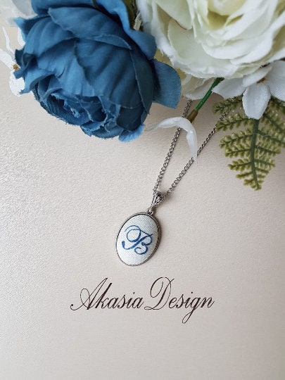 Personalized Embroidered Jewelry|Hand Stitched Baby Name Initial Pendant|Fabric Letter Baby Announcement Necklace|Birthday Gift For Mom,Teen