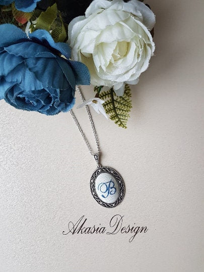 Personalized Embroidered Jewelry|Hand Stitched Baby Name Initial Pendant|Fabric Letter Baby Announcement Necklace|Birthday Gift For Mom,Teen