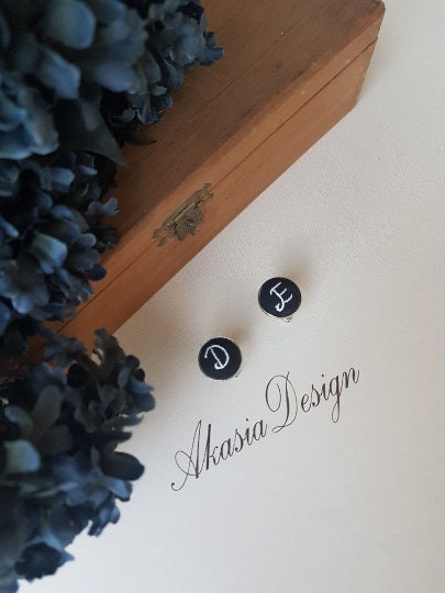 Personalized Embroidered Cufflinks|Unique Handmade Groomsmen Gift|Monogrammed Wedding Cufflinks Initial Letter for Groomsmen