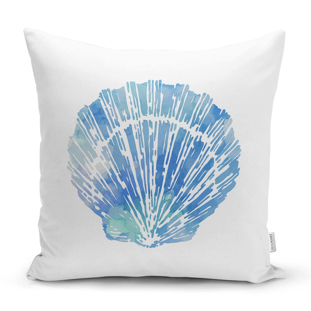 Beach House Pillow Covers|Coastal Pillow Case|Navy Marine Pillow|Decorative Nautical Cushion|Coral Seashell Seahorse Sea Urchin Throw Pillow